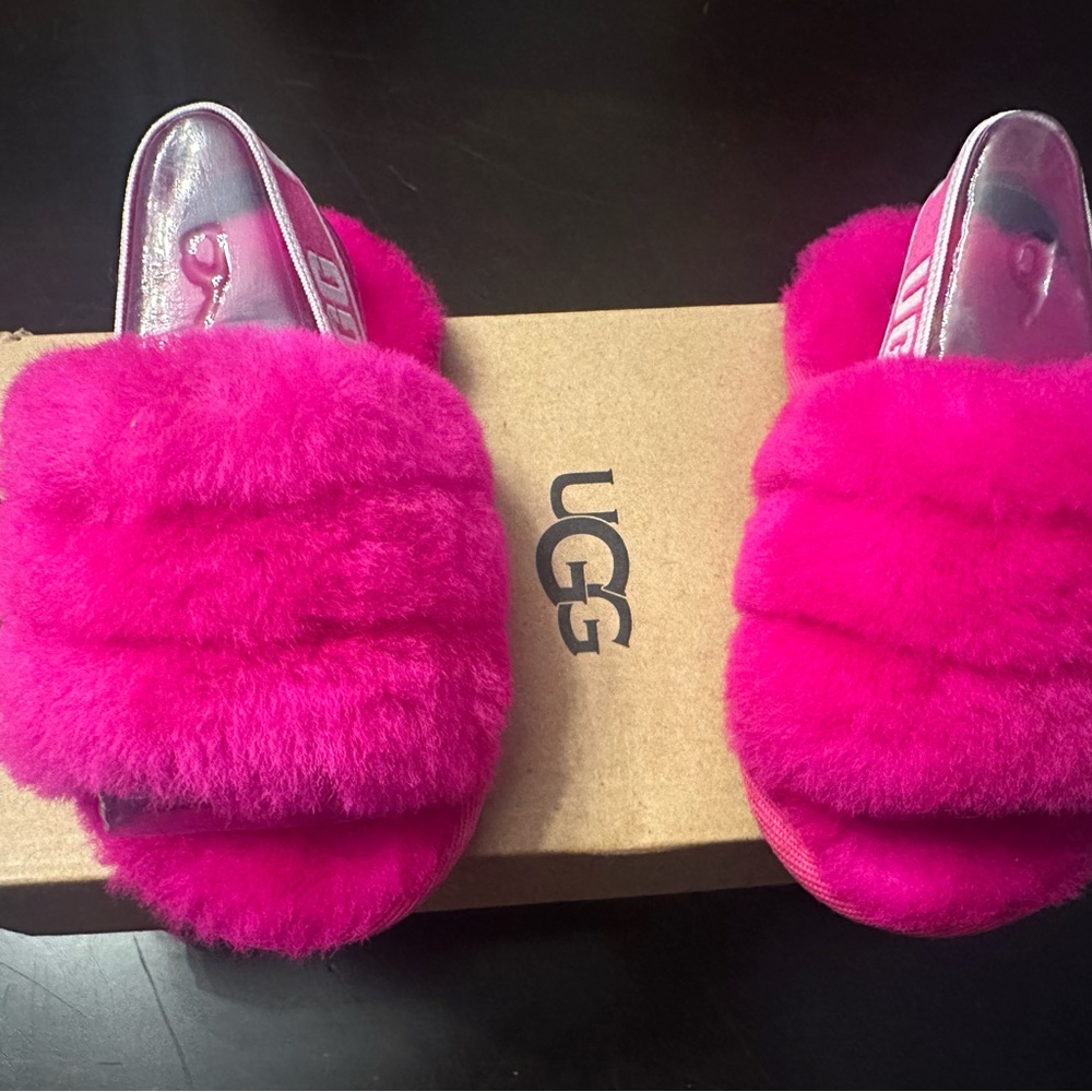 UGG Fluffy Pink Slides-Toddler 6